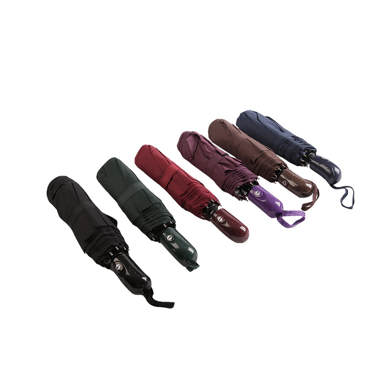 গাঢ় রঙের রেইনপ্রুফ পঞ্জি থ্রি-ফোল্ড ছাতা-0E6B0491